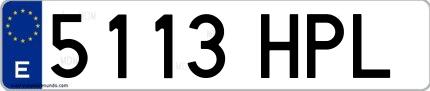 Ejemplo de matrícula española 5113 HPL