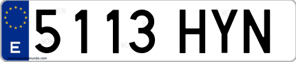 Ejemplo de matrícula de coche ordinaria 5113 HYN