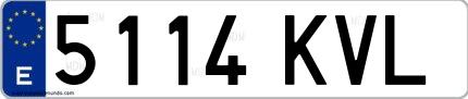 Ejemplo de matrícula española 5114 KVL