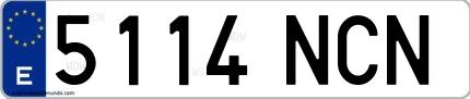 Ejemplo de matrícula española 5114 NCN