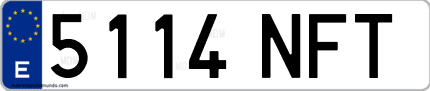 Ejemplo de matrícula de coche ordinaria 5114 NFT