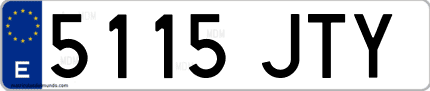 Ejemplo de matrícula de coche ordinaria 5115 JTY