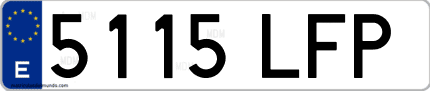 Ejemplo de matrícula de coche ordinaria 5115 LFP