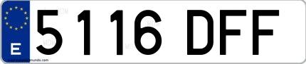 Ejemplo de matrícula española 5116 DFF