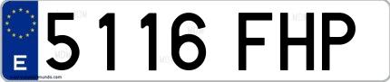 Ejemplo de matrícula española 5116 FHP