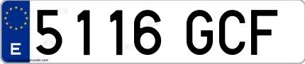 Ejemplo de matrícula española 5116 GCF