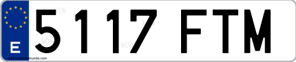 Ejemplo de matrícula de coche ordinaria 5117 FTM