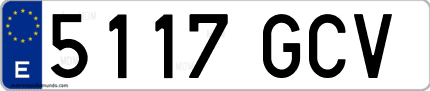 Ejemplo de matrícula de coche ordinaria 5117 GCV