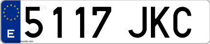 Ejemplo de matrícula de coche ordinaria 5117 JKC
