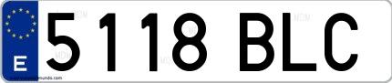 Ejemplo de matrícula española 5118 BLC