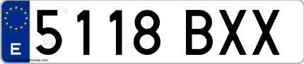 Ejemplo de matrícula de coche ordinaria 5118 BXX