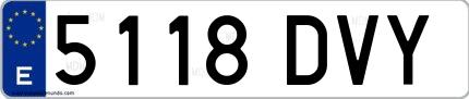 Ejemplo de matrícula española 5118 DVY