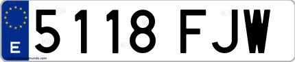 Ejemplo de matrícula española 5118 FJW