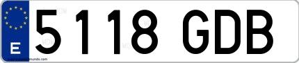 Ejemplo de matrícula española 5118 GDB