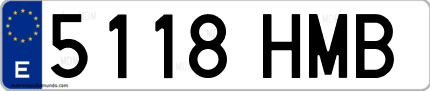 Ejemplo de matrícula de coche ordinaria 5118 HMB