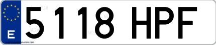 Ejemplo de matrícula española 5118 HPF