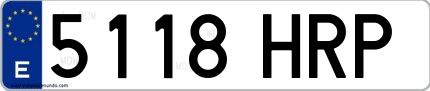 Ejemplo de matrícula española 5118 HRP