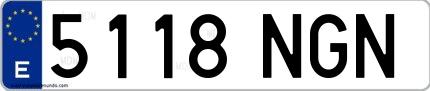 Ejemplo de matrícula española 5118 NGN