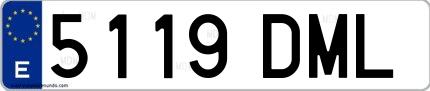 Ejemplo de matrícula española 5119 DML