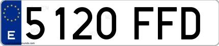 Ejemplo de matrícula española 5120 FFD