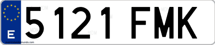 Ejemplo de matrícula de coche ordinaria 5121 FMK