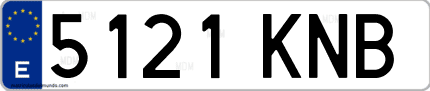 Ejemplo de matrícula de coche ordinaria 5121 KNB
