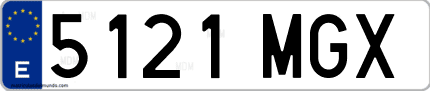Ejemplo de matrícula de coche ordinaria 5121 MGX