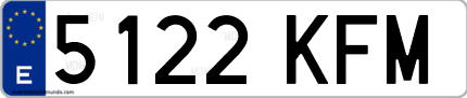 Ejemplo de matrícula de coche ordinaria 5122 KFM