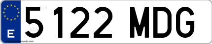 Ejemplo de matrícula de coche ordinaria 5122 MDG