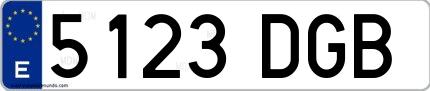 Ejemplo de matrícula española 5123 DGB