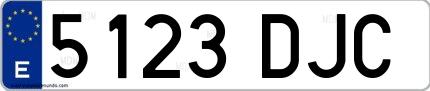 Ejemplo de matrícula española 5123 DJC
