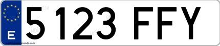 Ejemplo de matrícula española 5123 FFY