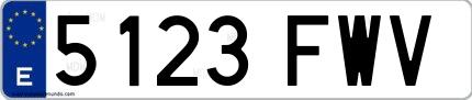 Ejemplo de matrícula española 5123 FWV