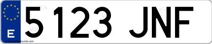 Ejemplo de matrícula española 5123 JNF