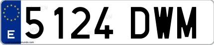Ejemplo de matrícula española 5124 DWM