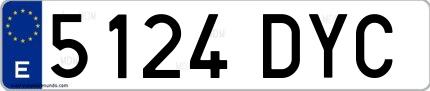 Ejemplo de matrícula española 5124 DYC
