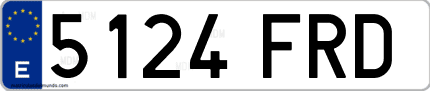 Ejemplo de matrícula de coche ordinaria 5124 FRD