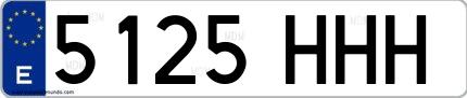 Ejemplo de matrícula española 5125 HHH