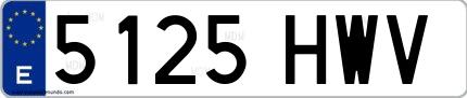 Ejemplo de matrícula española 5125 HWV