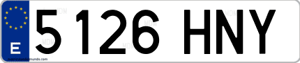 Ejemplo de matrícula de coche ordinaria 5126 HNY