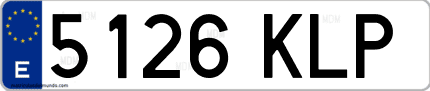 Ejemplo de matrícula de coche ordinaria 5126 KLP