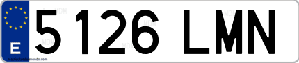 Ejemplo de matrícula de coche ordinaria 5126 LMN