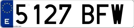 Ejemplo de matrícula española 5127 BFW
