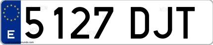Ejemplo de matrícula española 5127 DJT