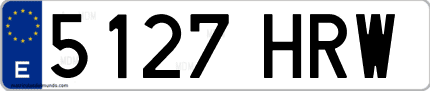 Ejemplo de matrícula de coche ordinaria 5127 HRW