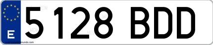 Ejemplo de matrícula española 5128 BDD