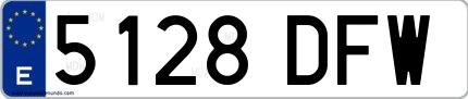 Ejemplo de matrícula española 5128 DFW
