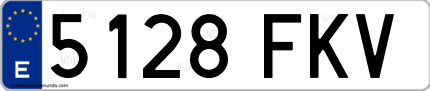 Ejemplo de matrícula de coche ordinaria 5128 FKV
