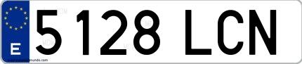 Ejemplo de matrícula española 5128 LCN