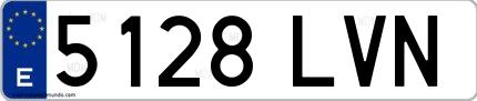 Ejemplo de matrícula española 5128 LVN